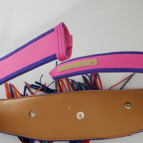 Nwot Boho Tassel Belt Size Small Multicolor Cotton Stripes Gypsie Hippie Tribal - Picture 8 of 9